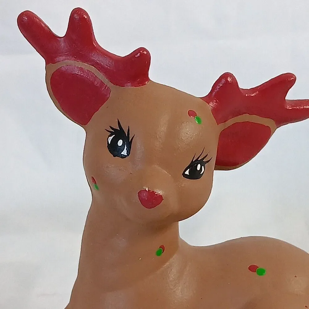 Vintage Christmas Hand Painted Ceramic Reindeer Christmas Decoration Figurine
